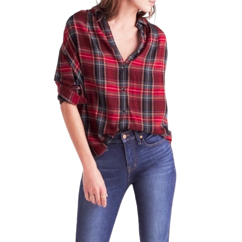 Madewell Central Tartan Plaid Wool Button Down Shirt